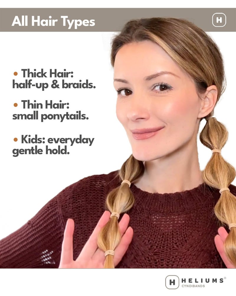 Heliums Small Hair Ties - Sandy Blonde - No Damage Mini 1 Inch Reusable 2mm Elastics for Thin Hair and Kids, Neutral Ponytail Holders - 48 Count - Image 5